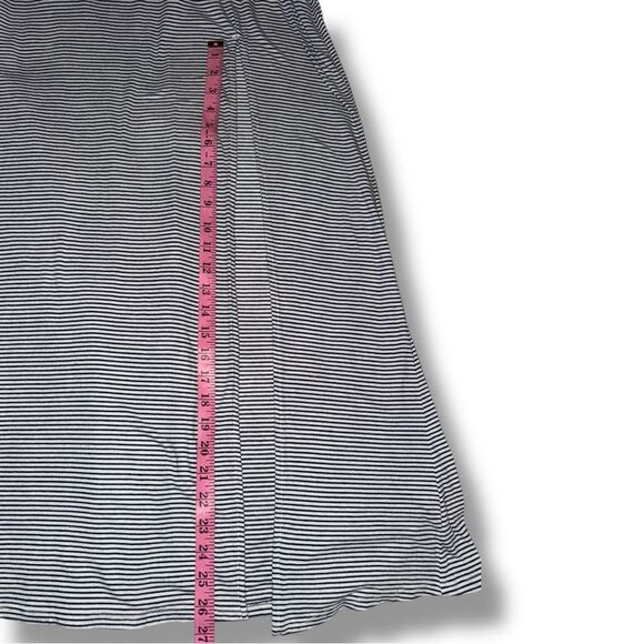 Forever 21 Y2K Navy/White Striped Long Front Slit A-line Maxi Skirt Size Large - Picture 9 of 14